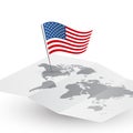 USA flag on blank vector world map abstract travel America concept