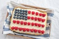 USA Flag Cake, Patriotic 4th of July Dessert on a table Royalty Free Stock Photo