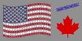 USA Flag Collage of Maple Leaf and Grunge Made from Natural Stamp