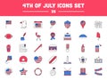 USA Flag Color Icon Set Of 4th Of July Flat Icon Or Symbols