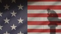 Usa Flag on Concrete with Thinker and Gate Shadow Royalty Free Stock Photo