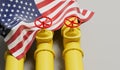 USA flag covering an oil and gas fuel pipe line. Oil industry concept. 3D Rendering