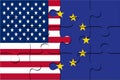 USA Flag And EU Flag Puzzle. USA European Union