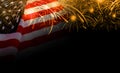 USA flag and fireworks background Royalty Free Stock Photo