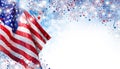USA flag with fireworks background for 4 july independence day Royalty Free Stock Photo