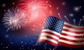 USA flag and fireworks create a stunning 4th of July scene Creating using generative AI tools Royalty Free Stock Photo