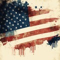 USA flag watercolor illustration. Vintage patriotic grunge background Royalty Free Stock Photo