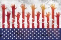 USA flag and hands - Grunge.