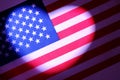 Heart symbol on usa flag. The concept of American independence and the celebration of Valentine`s Day. Symbol of patriotism, love Royalty Free Stock Photo