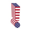 USA flag letter exclamation point. Textured font