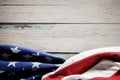 USA Flag Lying on Vintage Weathered Wooden Background. American Symbolic. 4th of July or Memorial Day of United States Royalty Free Stock Photo