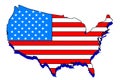 USA flag map Royalty Free Stock Photo