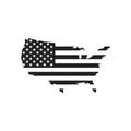 USA flag and map black icon. Simple vector illustration in flat Royalty Free Stock Photo