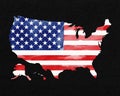 USA flag in map shape with watercolor brush paint textured Royalty Free Stock Photo