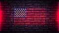 USA flag neon sign. Day USA. Festive background Royalty Free Stock Photo