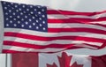 USA flag over canada united states country north america Royalty Free Stock Photo