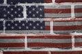 USA flag painted on old brick wall texture Royalty Free Stock Photo