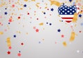 USA flag with party banner with Balloons background for 4 july independence day Royalty Free Stock Photo