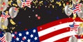 USA flag with party banner with Balloons background for 4 july independence day Royalty Free Stock Photo