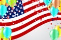 USA flag with party banner with Balloons background for 4 july independence day Royalty Free Stock Photo