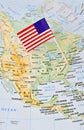 USA map flag pin pointing to Washington Royalty Free Stock Photo