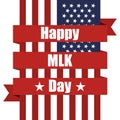 USA flag with ribbon. Happy MLK day. Vector illustration Royalty Free Stock Photo