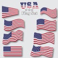 USA flag set. Abstract vector background for your design. Royalty Free Stock Photo