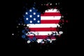 USA flag in a shape of a heart with paint splatters on black background Royalty Free Stock Photo