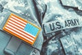 USA flag shoulder patch on uniform - studio shot Royalty Free Stock Photo