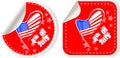 USA flag sign label stickers set Royalty Free Stock Photo