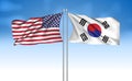 USA Flag with South Korea Flag Royalty Free Stock Photo