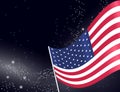 USA flag on sparkling background with stars. Royalty Free Stock Photo