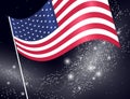 USA flag on sparkling background with stars. Royalty Free Stock Photo