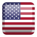 USA Flag. Square Glossy Button