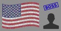 USA Flag Stylized Composition of Customer and Grunge Boss Seal