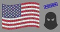 USA Flag Stylized Composition of Terrorist Balaklava and Scratched Poison Stamp
