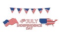 USA Flag with Text independence day isolated with white background illustration Royalty Free Stock Photo