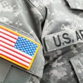 USA flag and U.S. Army patch on military uniform - close up Royalty Free Stock Photo