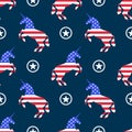 USA flag Unicorns patriotic seamless pattern