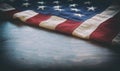 USA flag, US of America sign symbol on wood, closeup view