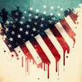 USA flag watercolor illustration. Vintage patriotic grunge background Royalty Free Stock Photo