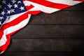 USA flag on wood background