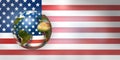 USA flag worldwide global planet 3d render.. Elements of this image furnished by NASA. Royalty Free Stock Photo