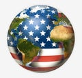 USA flag worldwide global planet 3d render. Elements of this image furnished by NASA. Royalty Free Stock Photo