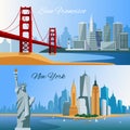 USA Flat Composition Banners Royalty Free Stock Photo