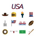 USA flat icon set Royalty Free Stock Photo