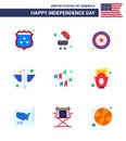 9 USA Flat Pack of Independence Day Signs and Symbols of decoration; american; star; state; bird