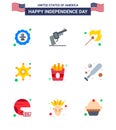 9 USA Flat Pack of Independence Day Signs and Symbols of fast; star; american; police; outdoor