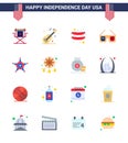 16 USA Flat Pack of Independence Day Signs and Symbols of police; usa; american; imerican; sunglasses Royalty Free Stock Photo