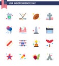 16 USA Flat Signs Independence Day Celebration Symbols of american; bloons; rugby; bloon; cross